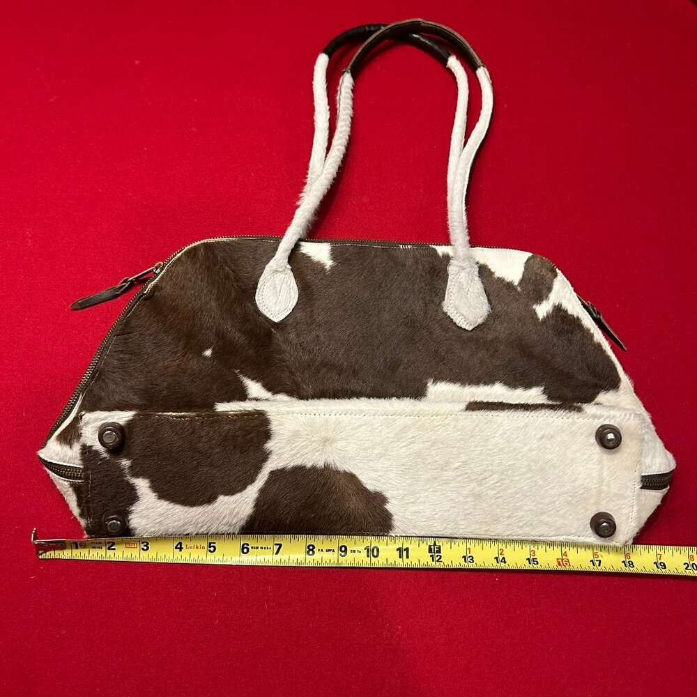 Custom Made Cowhide Zip Tote Bag ✨ Brown & White - Picture 8 of 11